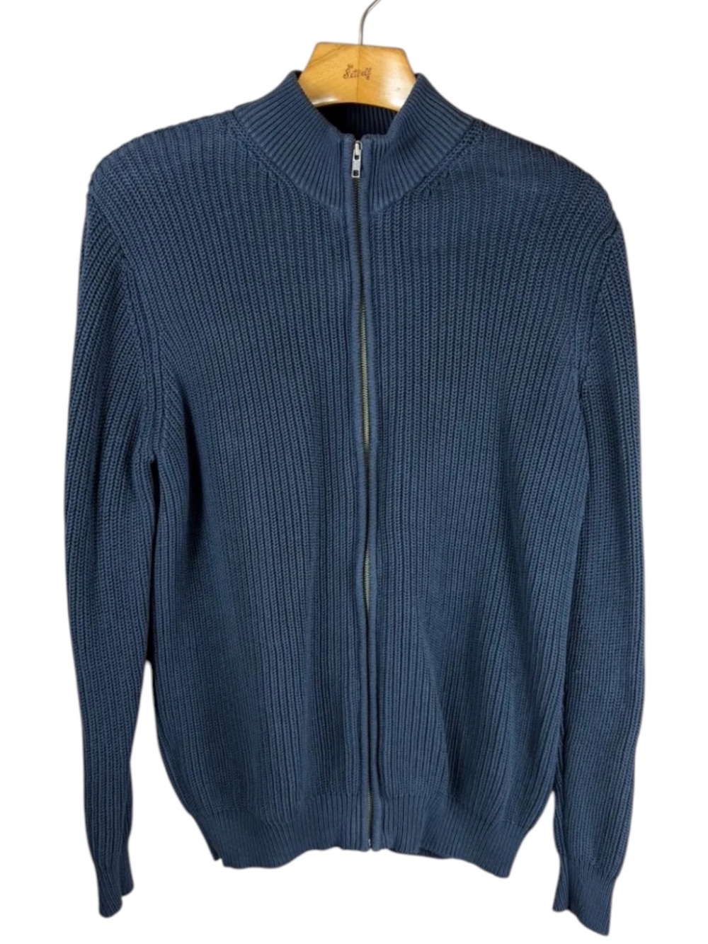 L.L. Bean Vintage Vtg Men's XXL Tall Navy Heavyweight Cotton Full Zip Sweater